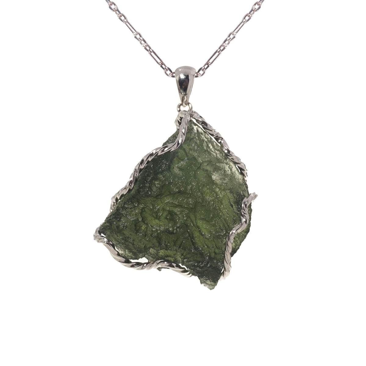 Rough Chrome Diopside, Prehnite, Peridot, White Quartz Pendant 1 3/4